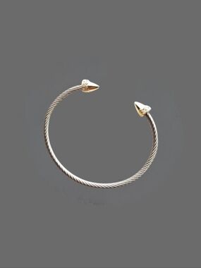 Twisted Cable Bracelet - Silver and Gold with Rhinestone Accents